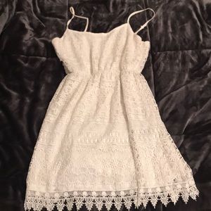 White lace pattern dress